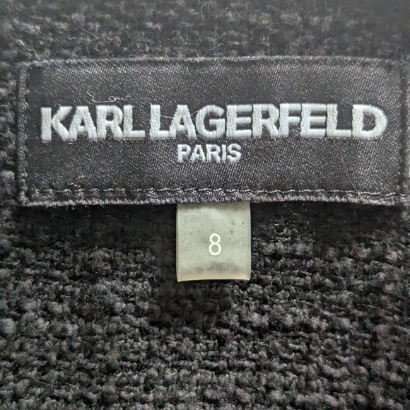Karl Lagerfield Medium Black Tweed Blazer Jacket - Picture 2 of 16